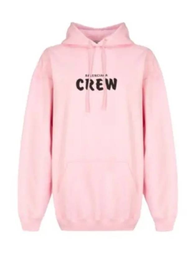 Luxury Balenciaga  Crew Logo Print Oversized Hoodie Pink