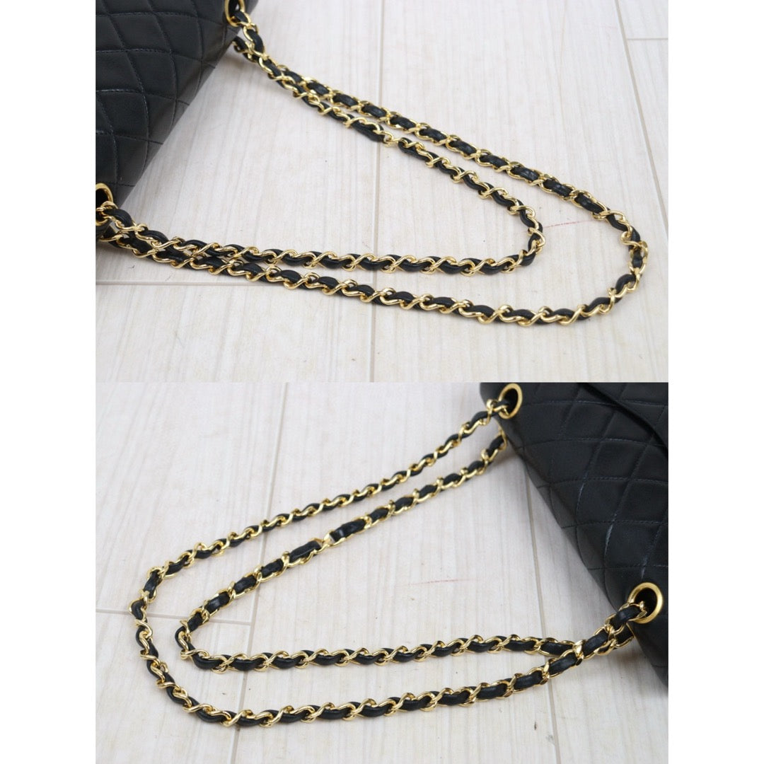 Very Good ( Rank A)｜ CHANEL Lamb Skin Matrasse Double Flap 23 Shoulder Bag Black Made In 1989-1991 Year｜25051321