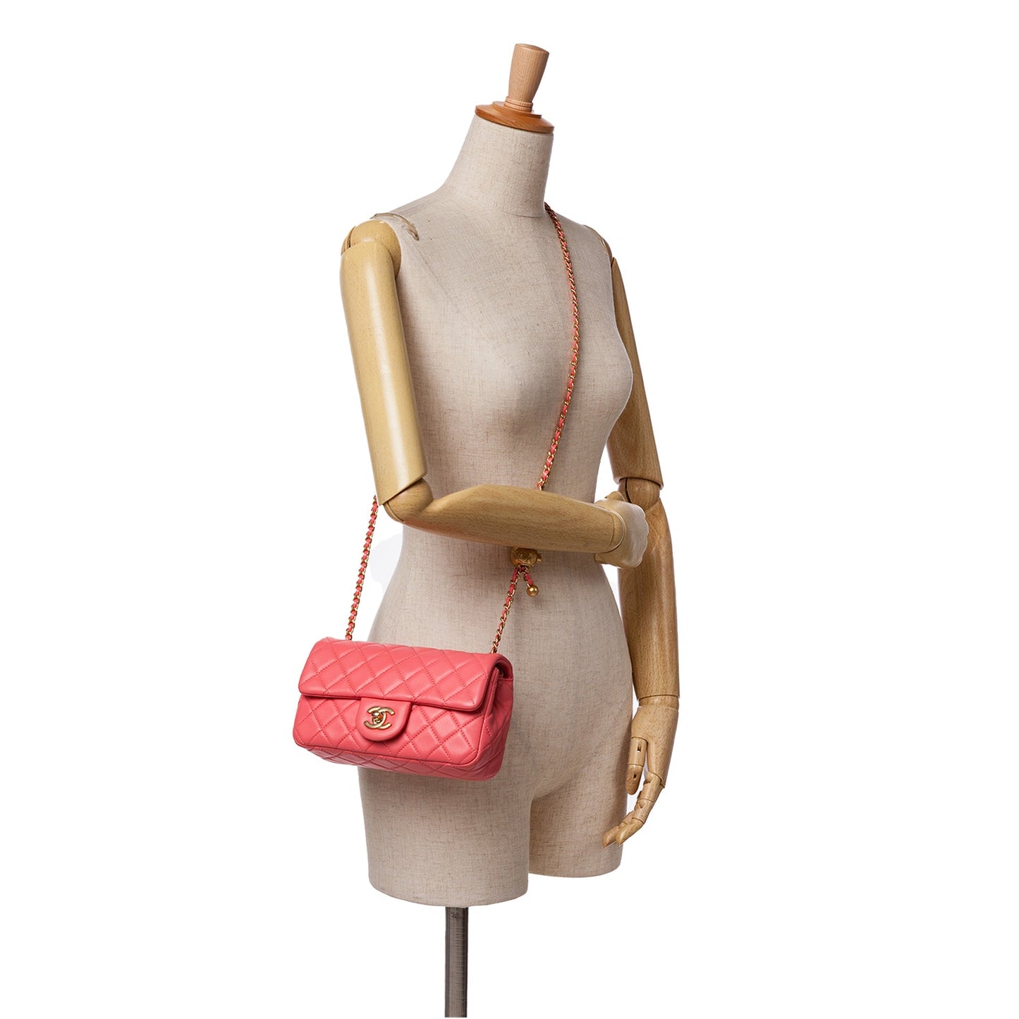 Pink Chanel Mini Rectangular Lambskin Pearl Crush Flap Crossbody Bag