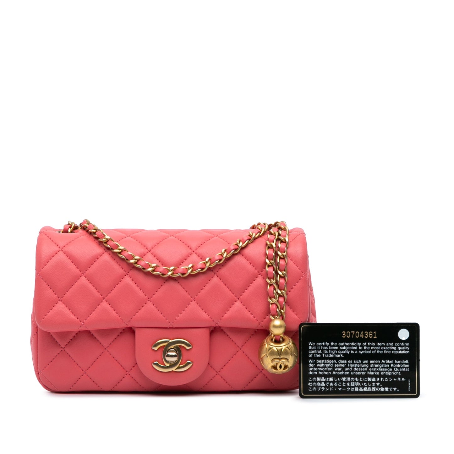 Pink Chanel Mini Rectangular Lambskin Pearl Crush Flap Crossbody Bag