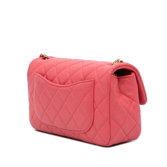 Pink Chanel Mini Rectangular Lambskin Pearl Crush Flap Crossbody Bag