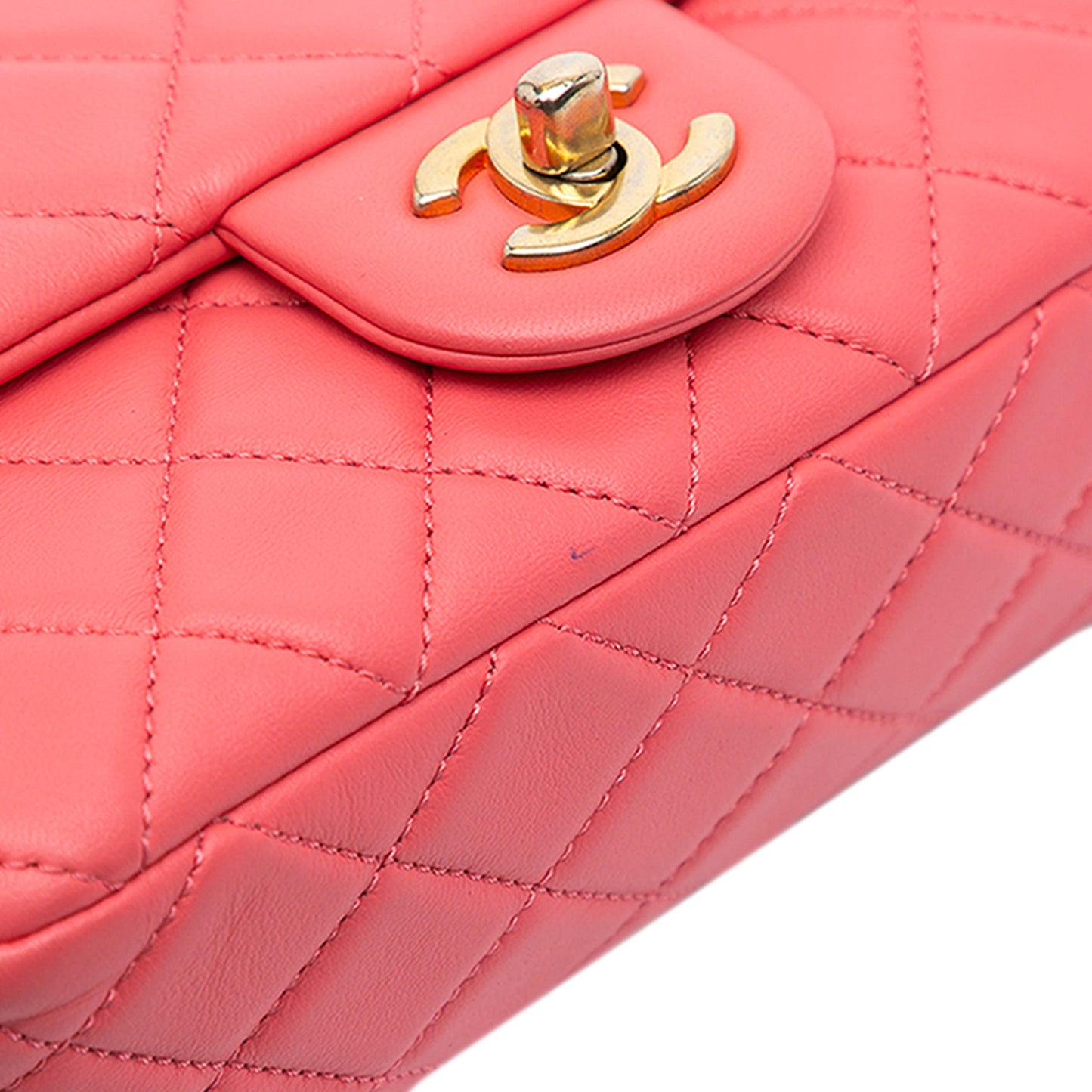 Pink Chanel Mini Rectangular Lambskin Pearl Crush Flap Crossbody Bag