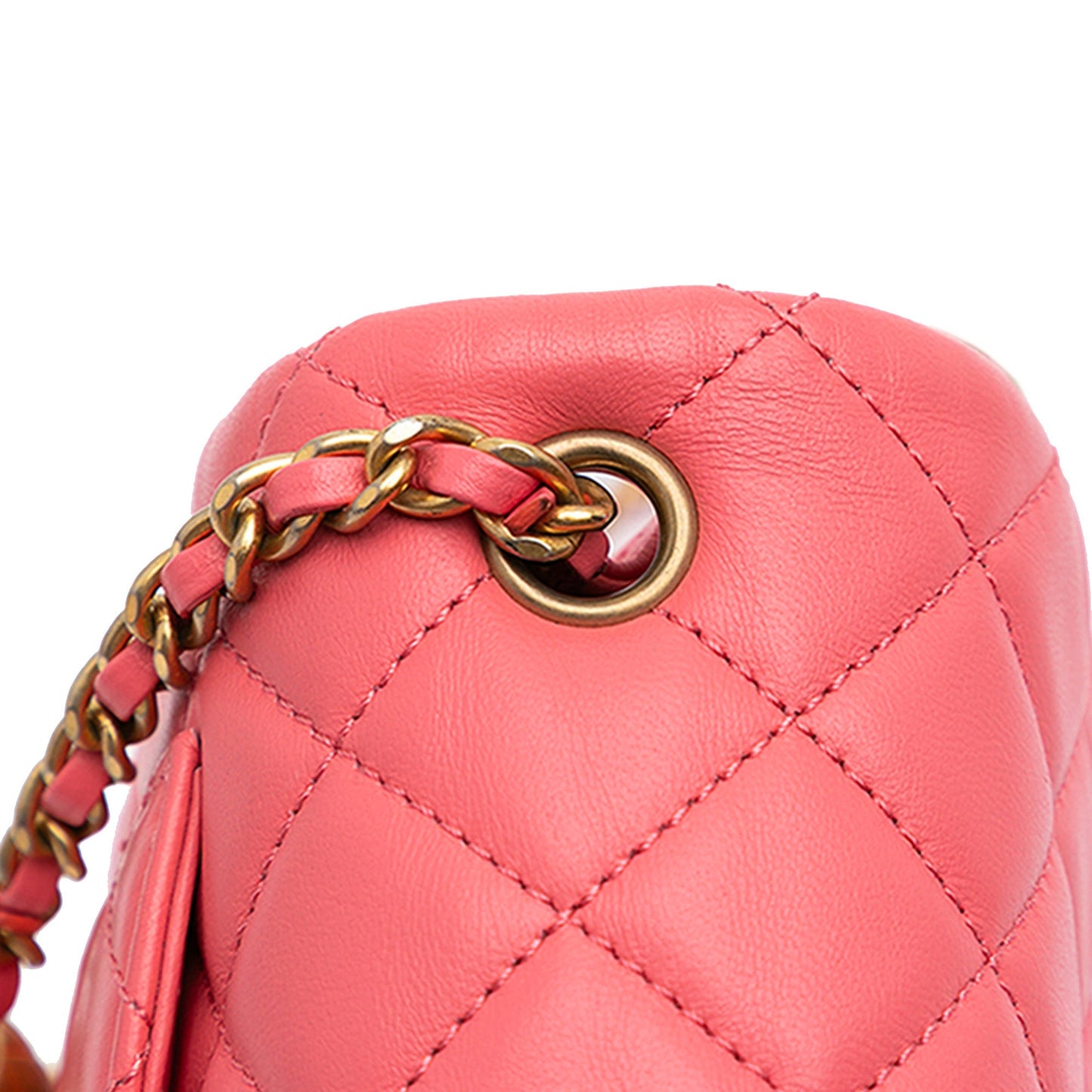 Pink Chanel Mini Rectangular Lambskin Pearl Crush Flap Crossbody Bag