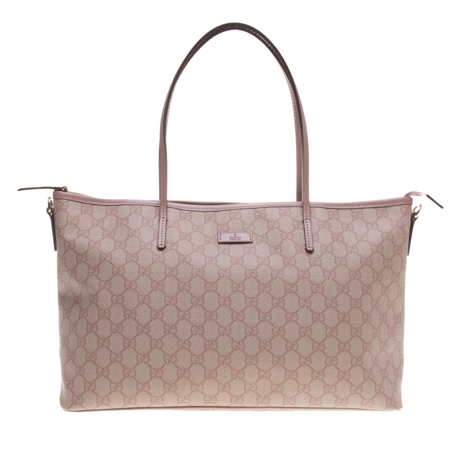 Gucci 353437 Pink/Ebony GG Supreme Canvas with Pink Leather Trim Tote Bag with S