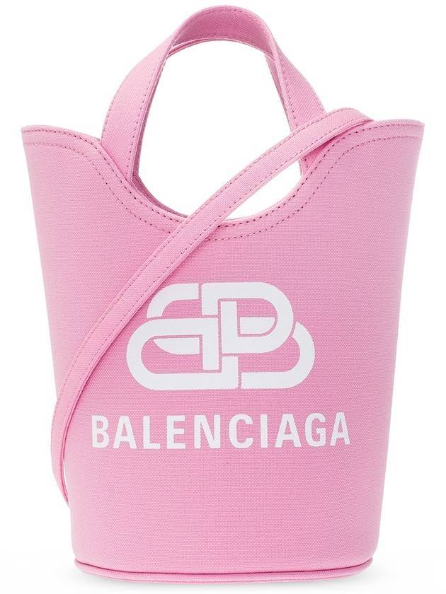 Luxury Balenciaga  Logo Wave Bucket Tote Bag Pink