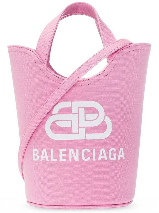 Luxury Balenciaga  Logo Wave Bucket Tote Bag Pink