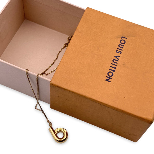 LOUIS VUITTON Gold Metal Lv & Me Letter Pendant Necklace