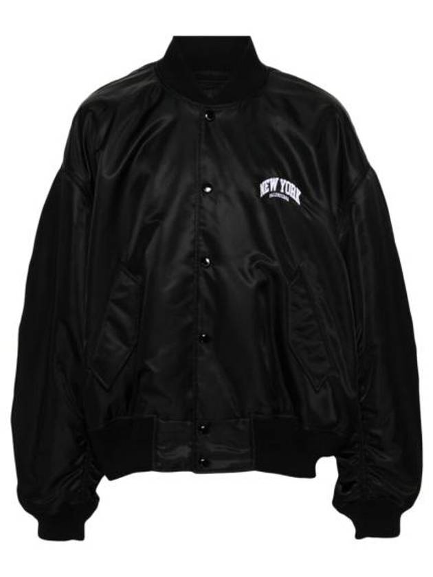 Luxury Balenciaga  New York Embroidery Bomber Jacket Black