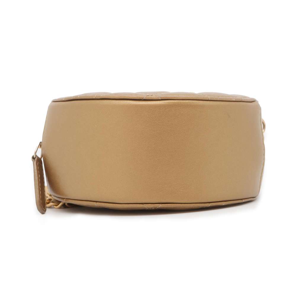 CHANEL Matelasse Round ChainShoulder Bag Gold Lambskin