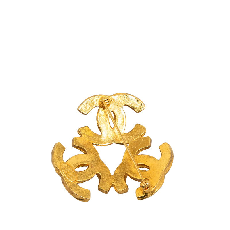 Chanel Vintage Coco Mark Triple Brooch Gold Plated