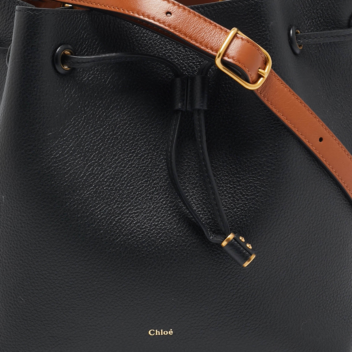 Chloe Black/brown Leather Marcie Bucket Bag