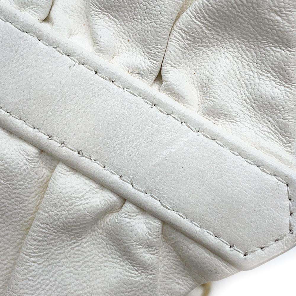 CHANEL Matelasse Chain Wallet Frill White Lambskin