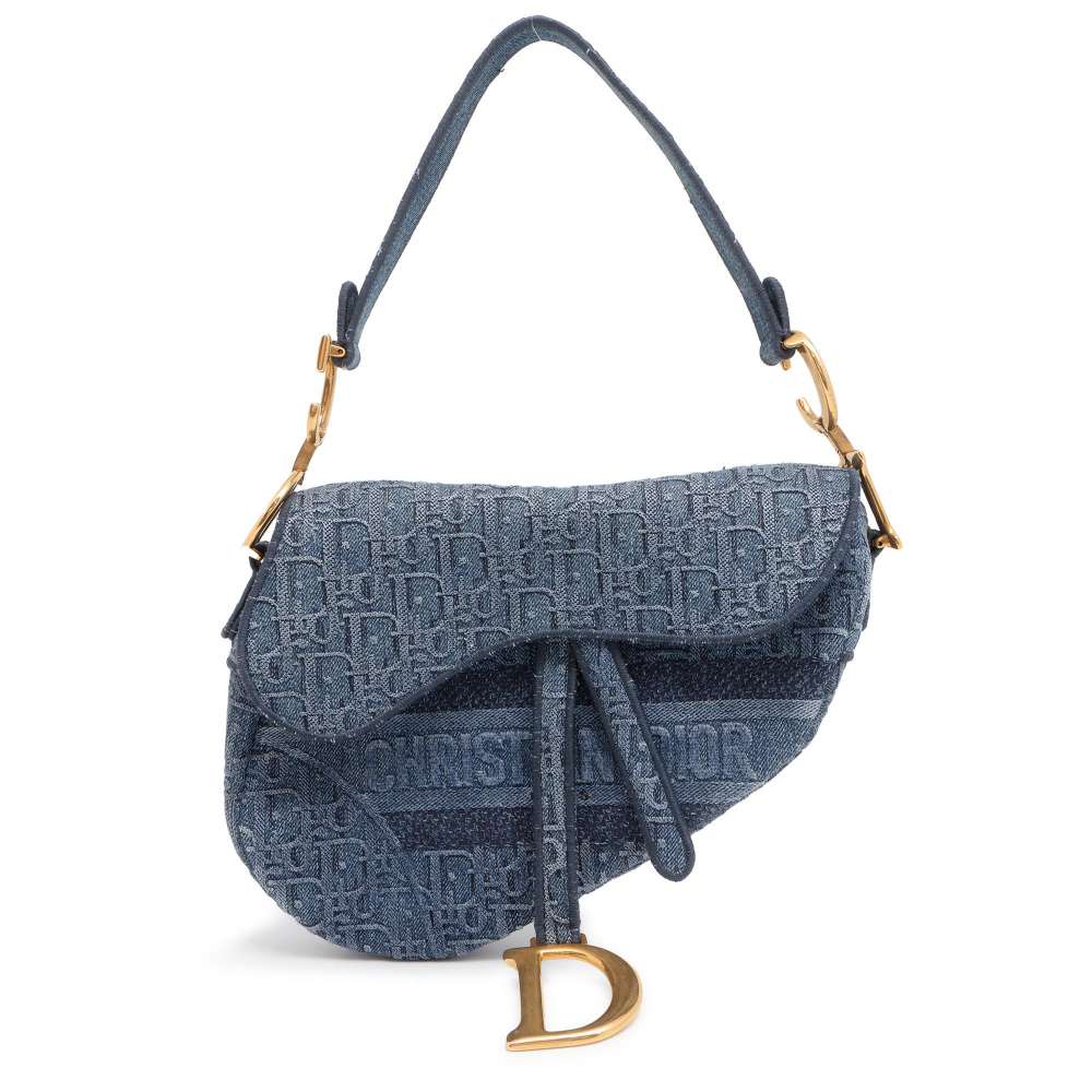 Dior Oblique Saddlebag Blue Denim