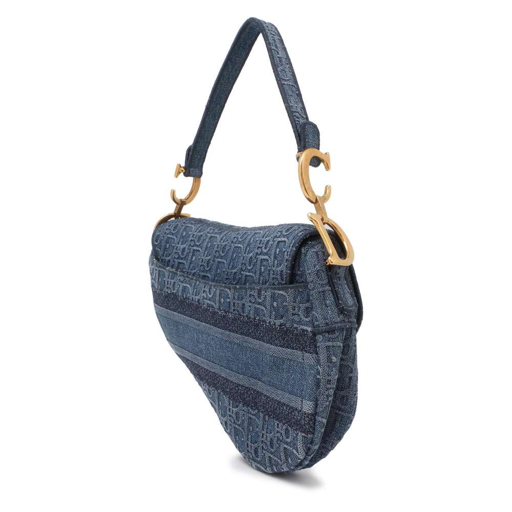 Dior Oblique Saddlebag Blue Denim