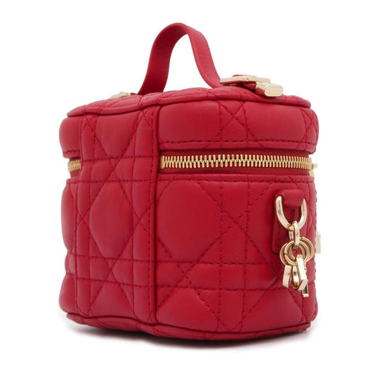 Dior Cannage Vanity Shoulder Bag Red S0935ONMJ Leather Size micro