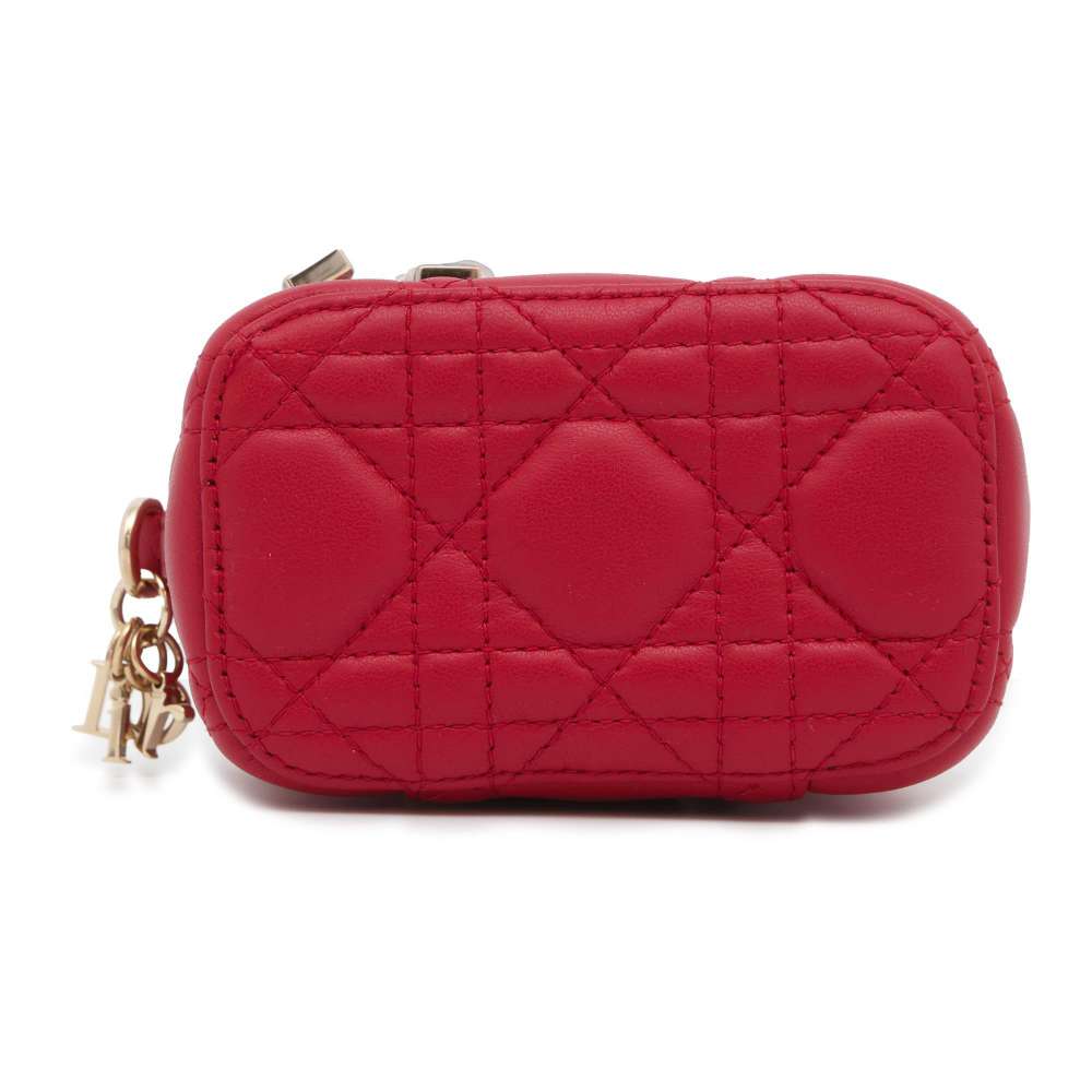 Dior Cannage Vanity Shoulder Bag Red S0935ONMJ Leather Size micro