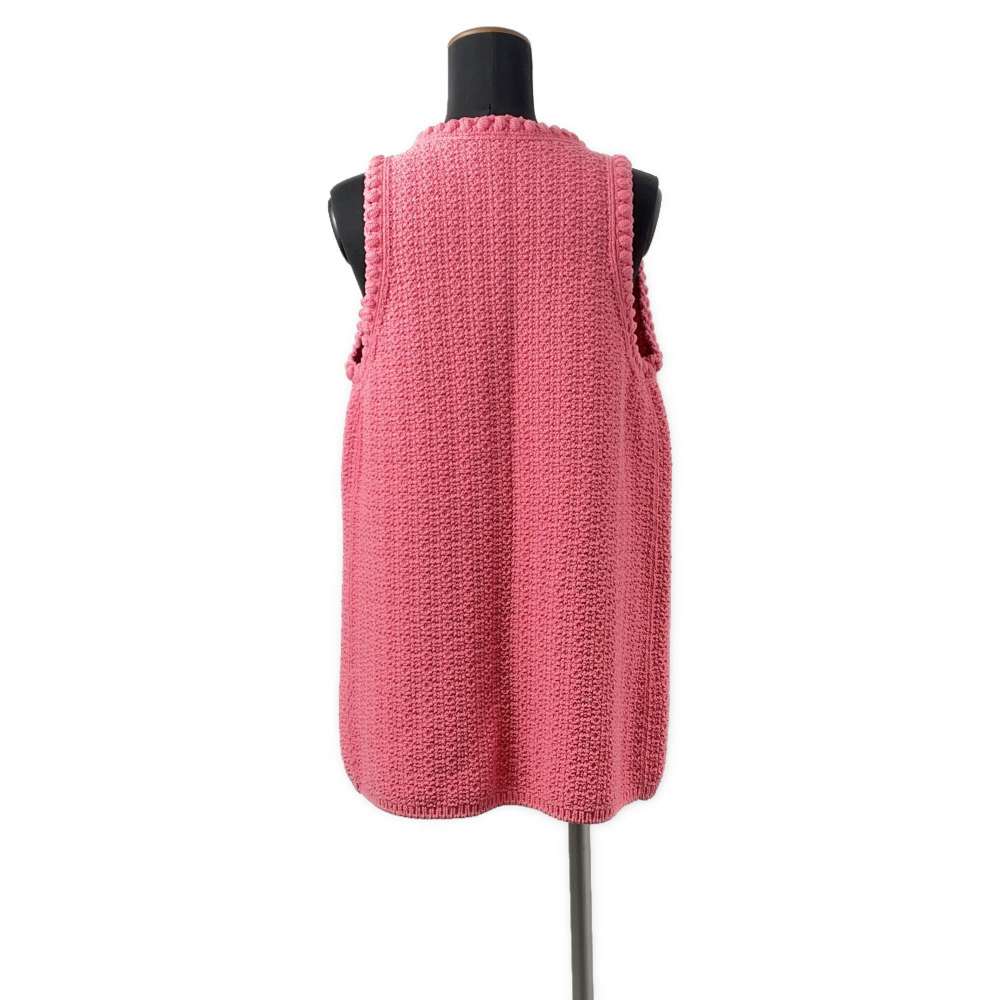 CHANEL COCO Button Gilet Knit Vest Size 34 Pink P72795 Cotton80% Nylon20%