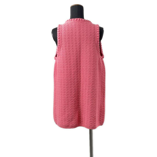 CHANEL COCO Button Gilet Knit Vest Size 34 Pink P72795 Cotton80% Nylon20%