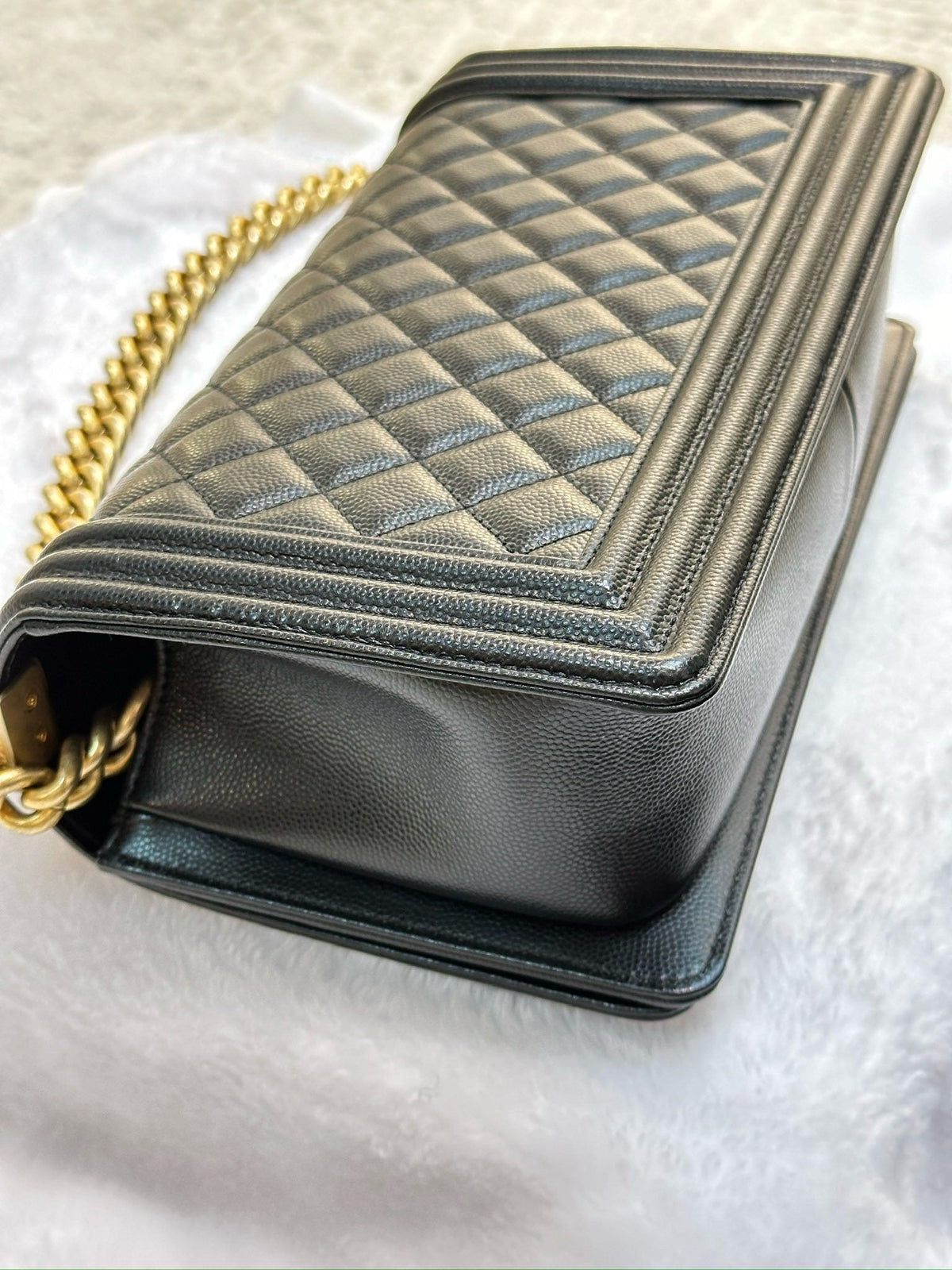 Chanel Medium Caviar Boy Bag Black GHW 27 holo card