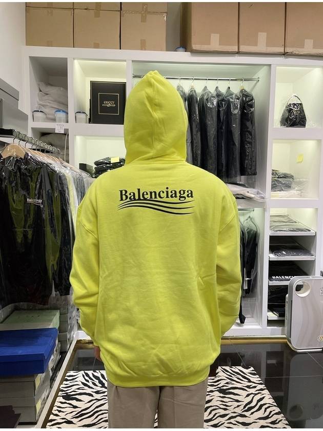Luxury Balenciaga  Wave Logo Hoodie Sweatshirt Neon Yellow
