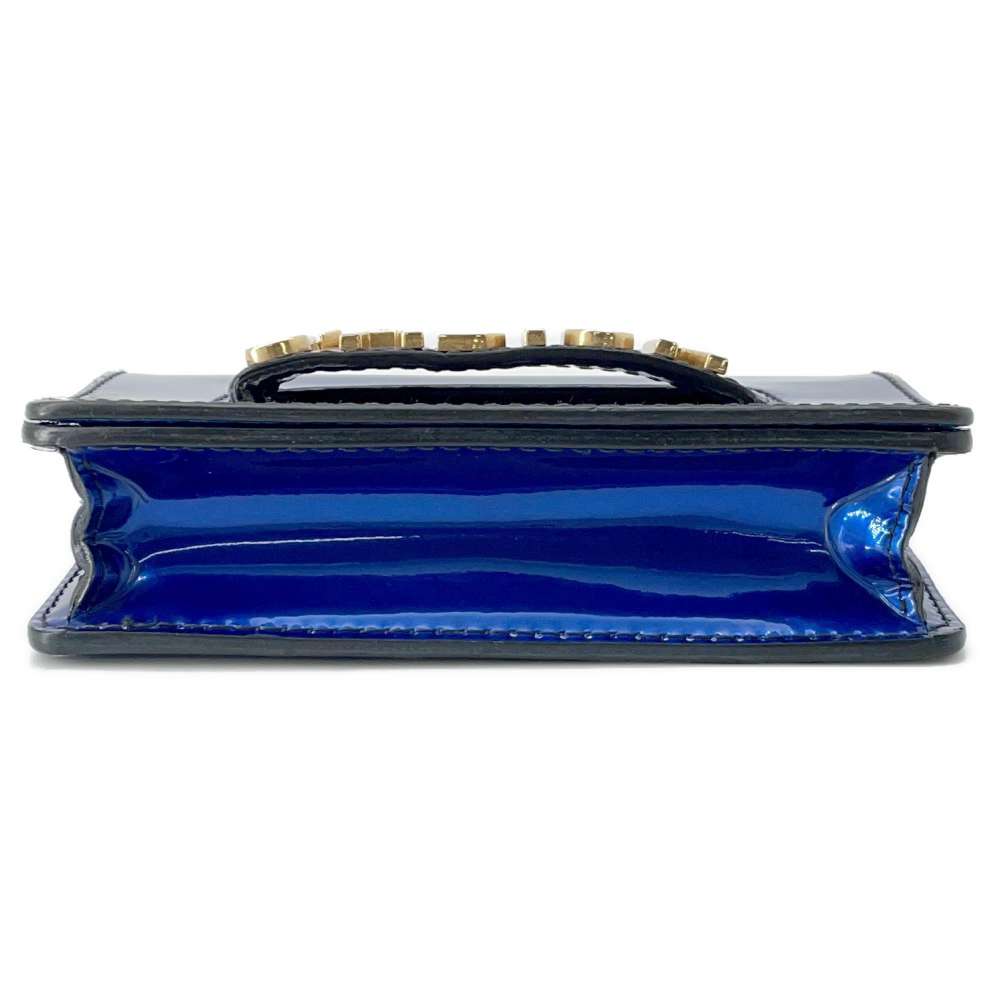 Dior J'A DIOR ChainShoulder Bag Metalic Blue Patent Leather