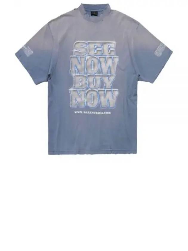 Luxury Balenciaga  See Now Buy Now Short Sleeve T-Shirt Blue