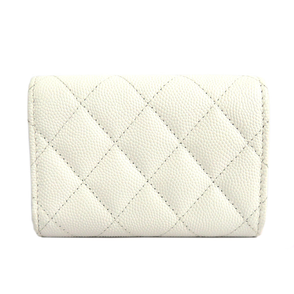 CHANEL Chanel Matrasse Small Flap Wallet AP3182 White Pink Champagne G  Caviar S Coco Three Folded Wallet Compact Wallet Mini  Fine s