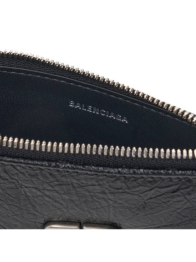 Luxury Balenciaga  BB Logo Zipper Card Wallet Black