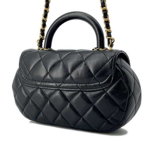 CHANEL Matelasse Top Handle ChainShoulder Bag Black AS4569 Lambskin