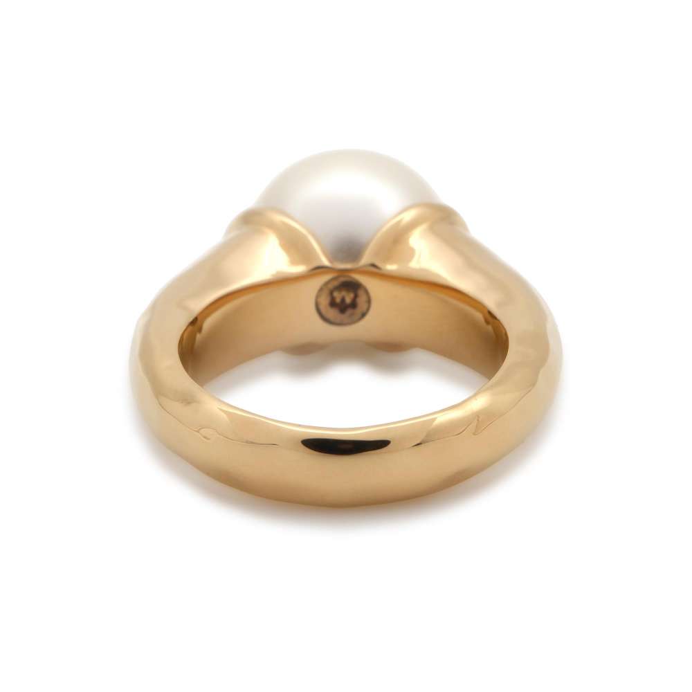 CHANEL CC Logo Pearl Ring Size 53 ABD289 Metal Faux Pearl
