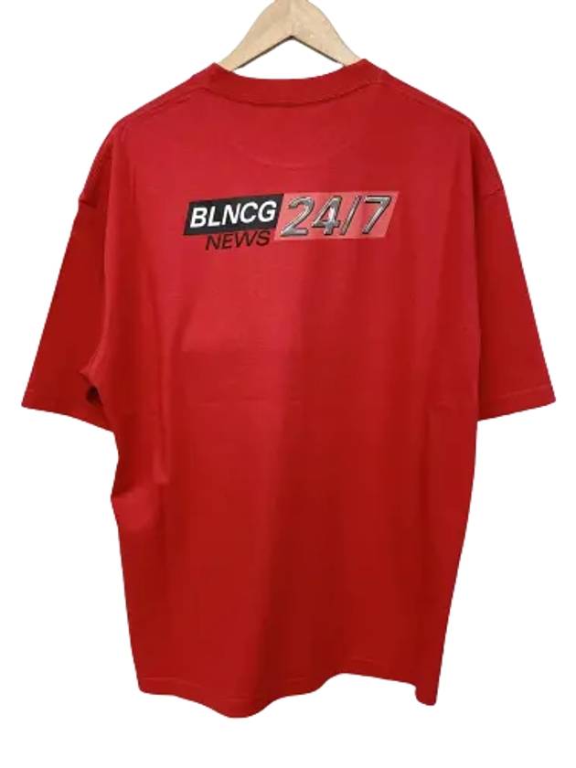 Luxury Balenciaga  News Logo Print Short Sleeve T-Shirt Red