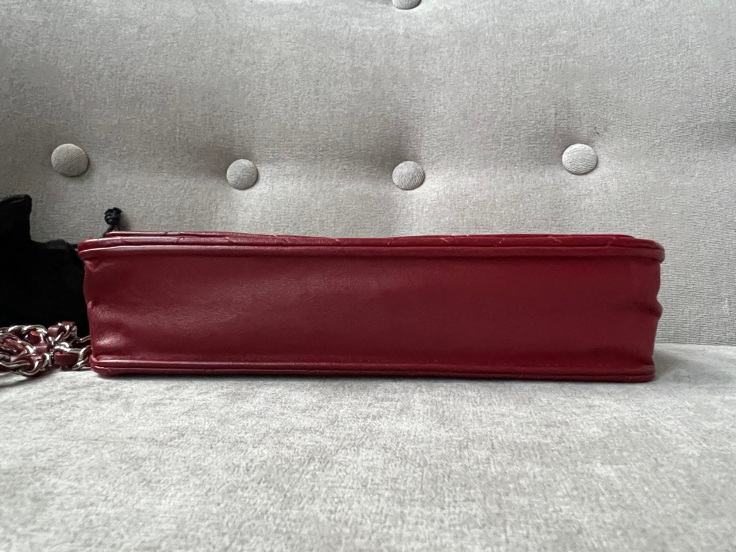 Chanel Red Lambskin Wallet on Chain