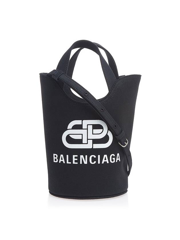 Luxury Balenciaga  Logo Wave Bucket Tote Bag Black