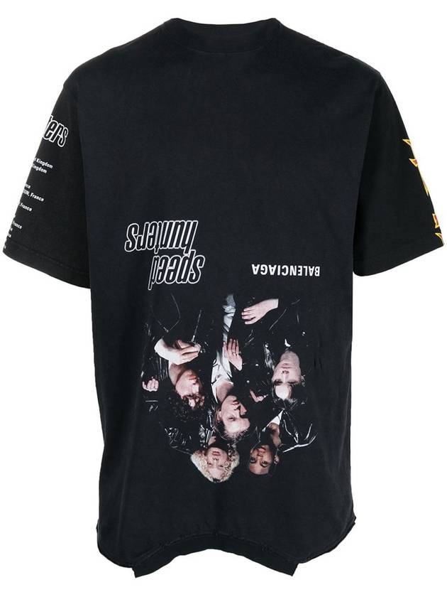 Luxury Balenciaga  Speed Hunter Upside Down Oversized Short Sleeve T-shirt Black