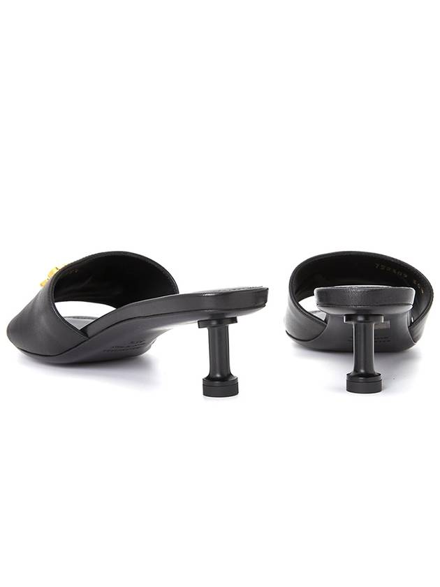 Luxury Balenciaga  BB Leather Slipper Heels Black