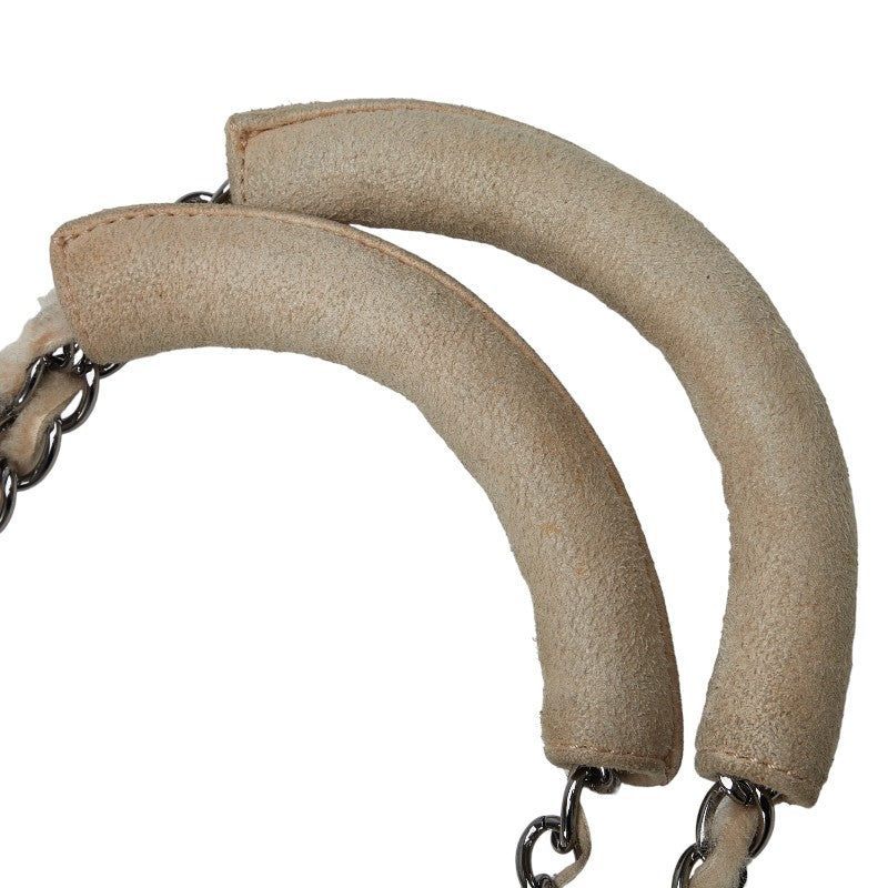 Chanel Mattress Logo Gold  Boar Chain houlder Bag Beige Sweater  CHANEL