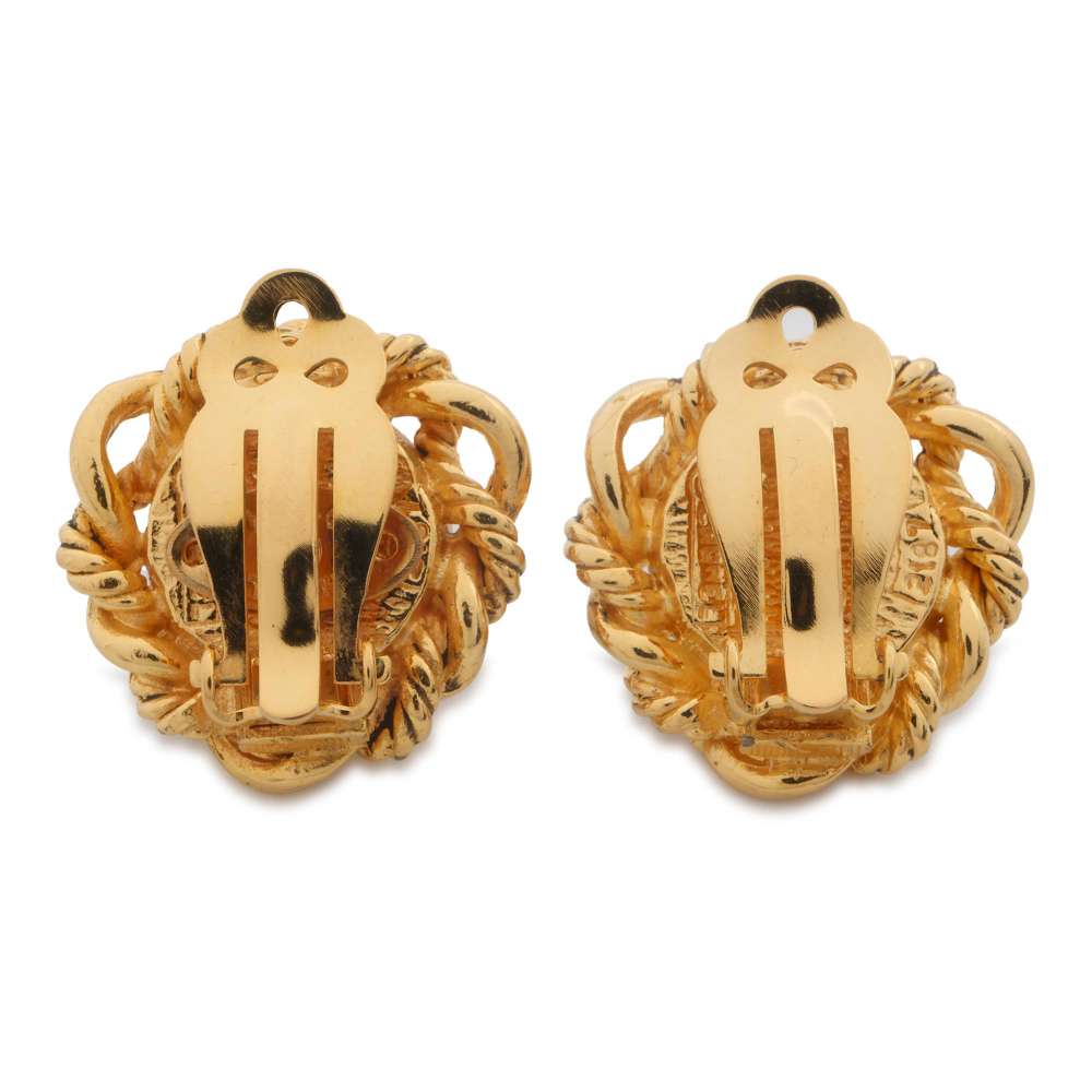 CHANEL Faux Pearl  Earring Gold Metal