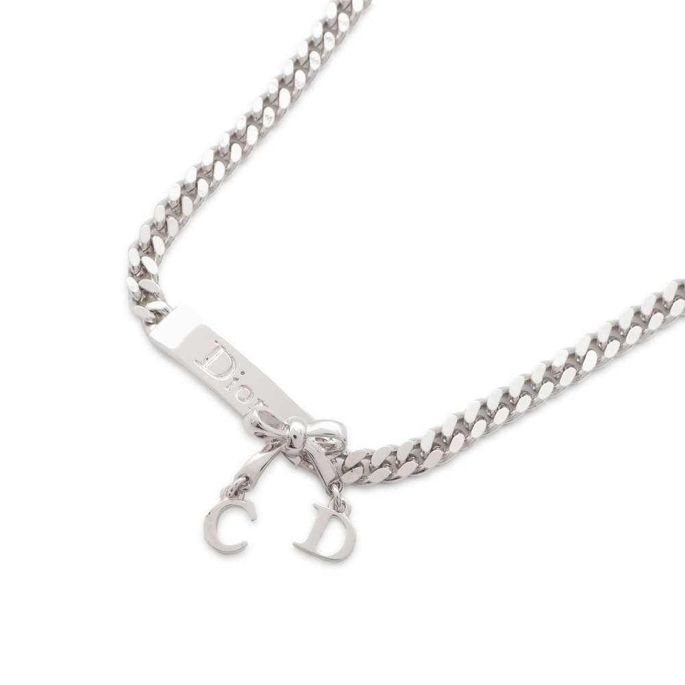 Dior With logo ribbon necklace Silver Metal