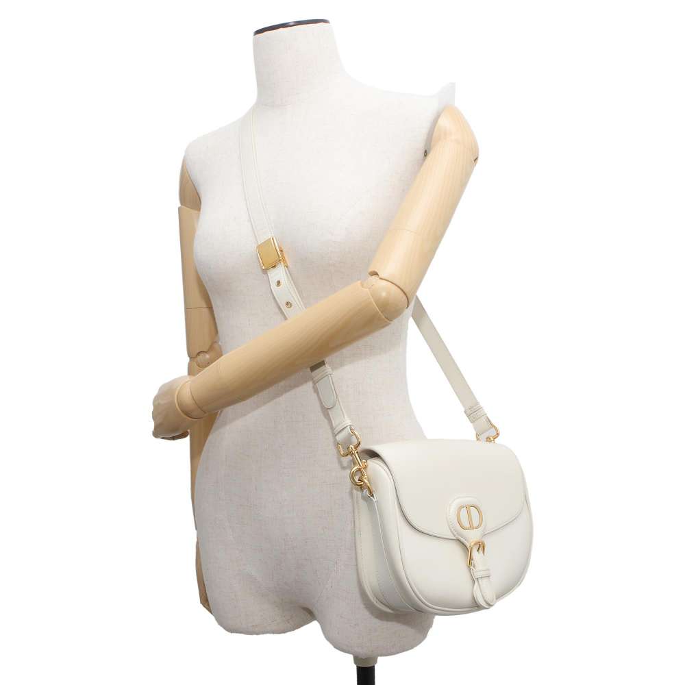 Dior Bobby Shoulder Bag White M9319UMOL Calf Leather Size Medium