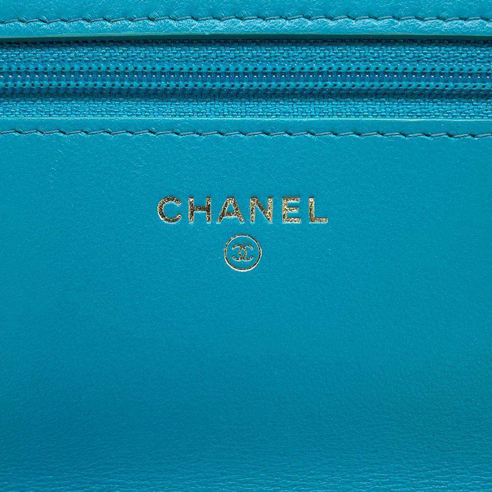 CHANEL Matelasse Chain wallet Light Blue A33814 Lambskin