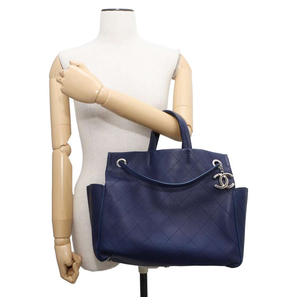 CHANEL Matelasse 2wayTote Bag Navy Caviar Leather