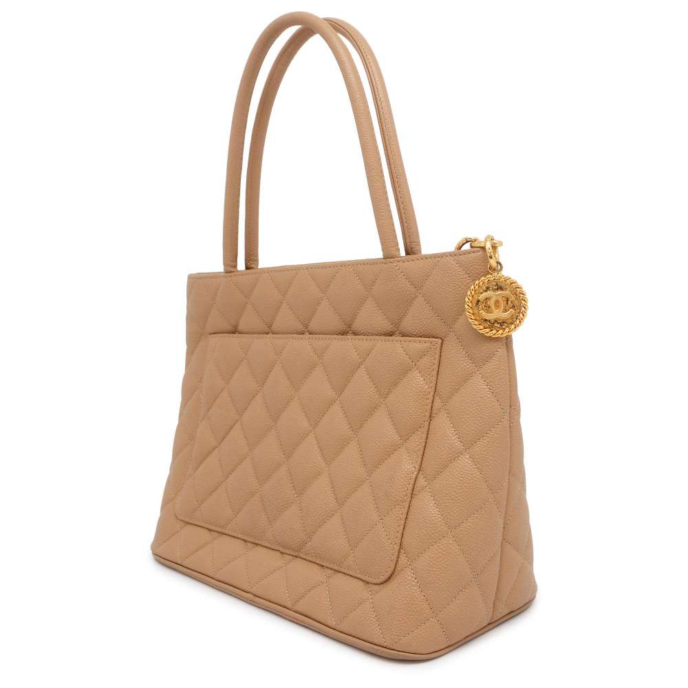 CHANEL Medallion Tote Beige A01804 Caviar Leather