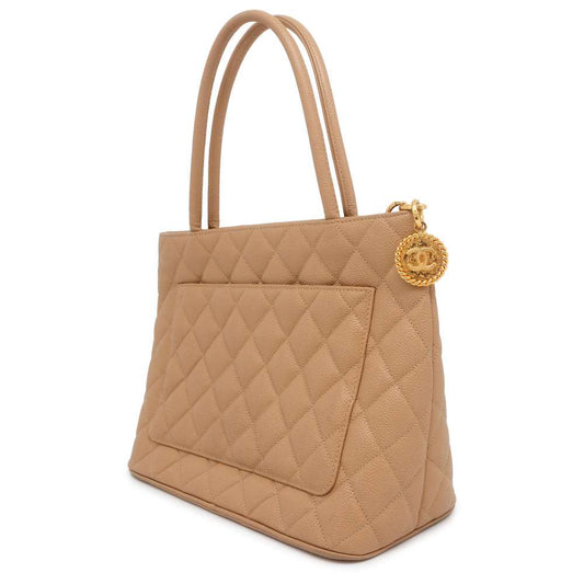 CHANEL Medallion Tote Beige A01804 Caviar Leather