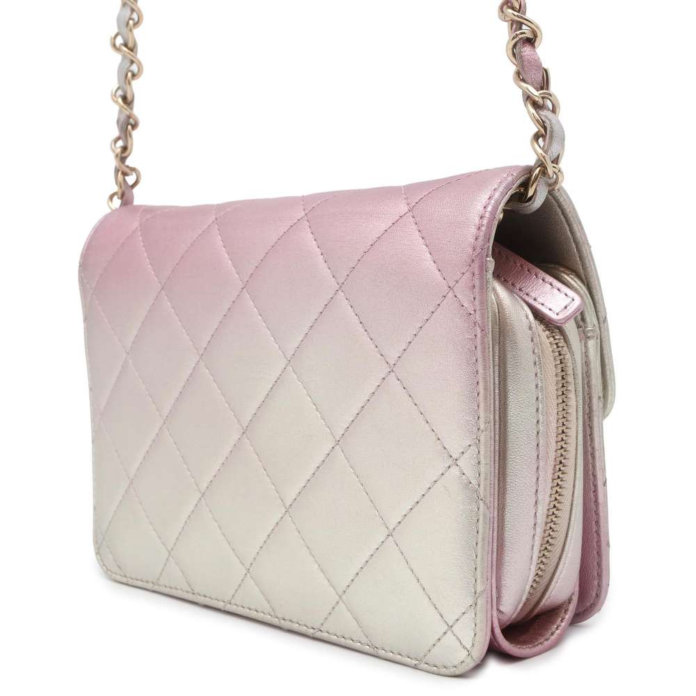 CHANEL Gradation Matelasse ChainShoulder MetalicPink/MetalicSilver AS3002 Lambskin