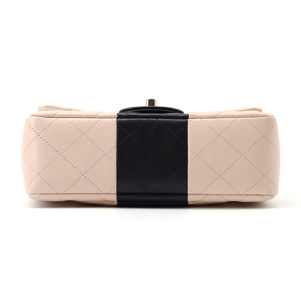 CHANEL Mini Materasse Chain Shoulder Pink/Black A69900 Lambskin