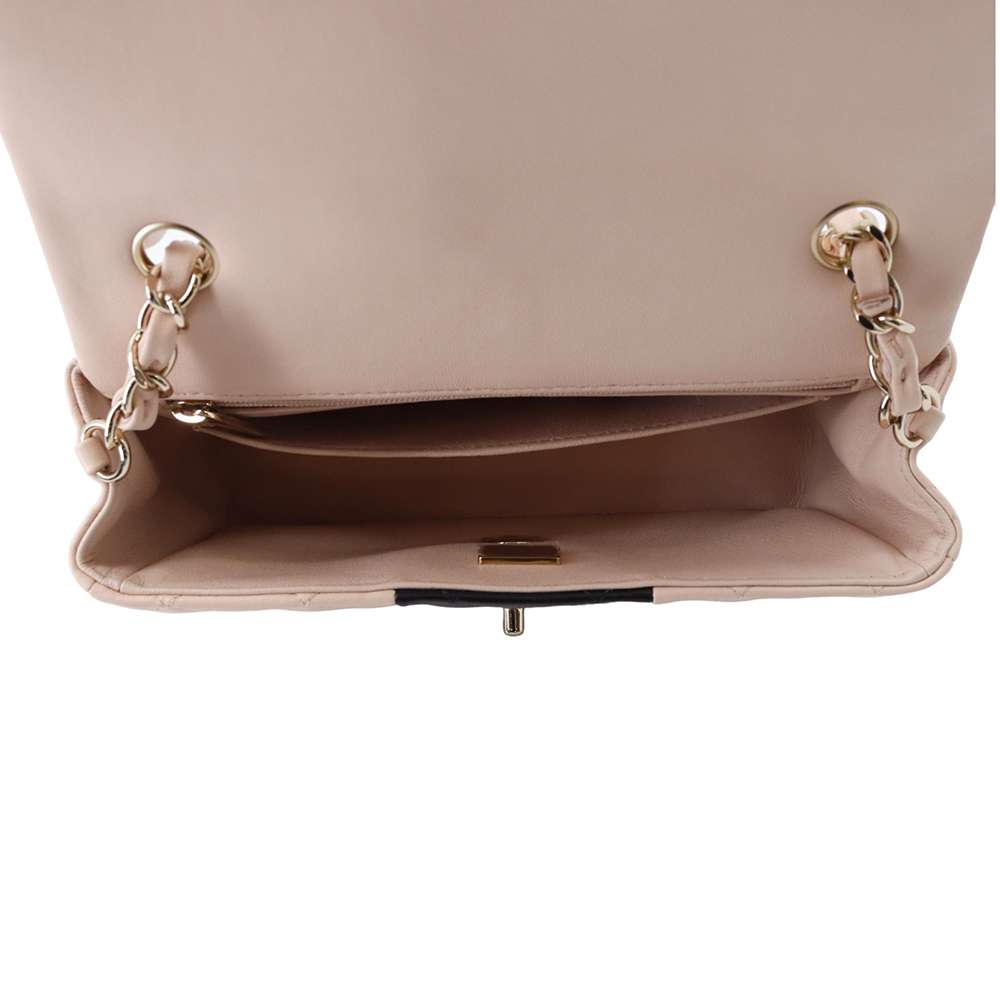 CHANEL Mini Materasse Chain Shoulder Pink/Black A69900 Lambskin