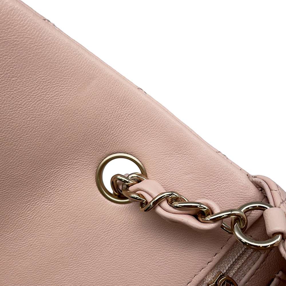 CHANEL Mini Materasse Chain Shoulder Pink/Black A69900 Lambskin
