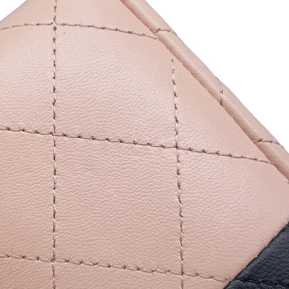 CHANEL Mini Materasse Chain Shoulder Pink/Black A69900 Lambskin