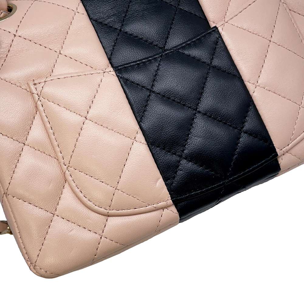 CHANEL Mini Materasse Chain Shoulder Pink/Black A69900 Lambskin