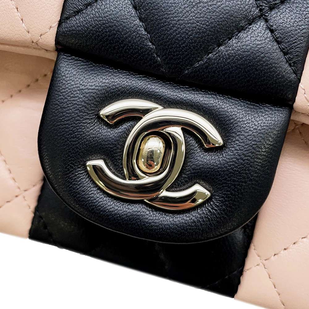 CHANEL Mini Materasse Chain Shoulder Pink/Black A69900 Lambskin